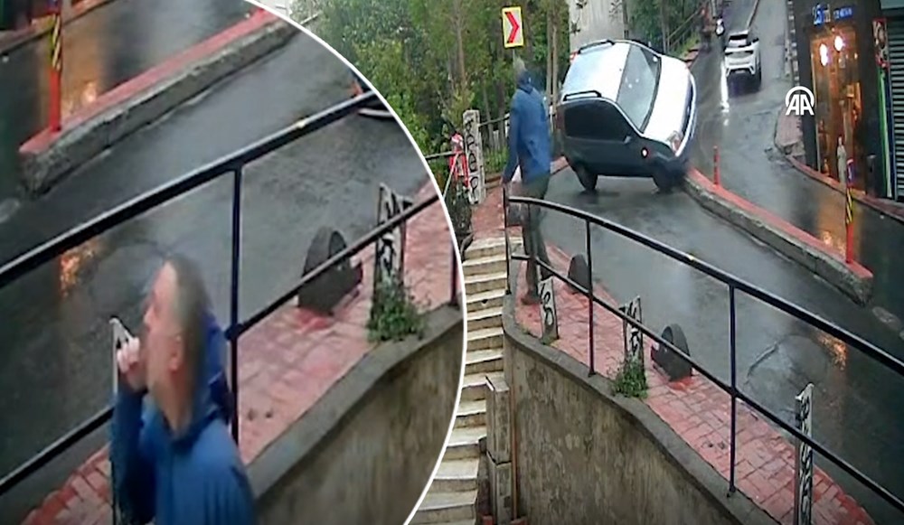 Takla atan araçtan birkaç adımla kurtuldu - 1