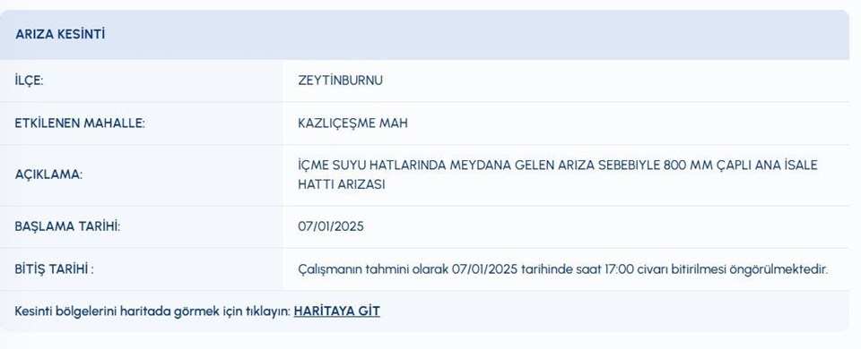 Zeytinburnu'da sular ne zaman gelecek? İSKİ 7 Ocak su kesintisi programı - 2