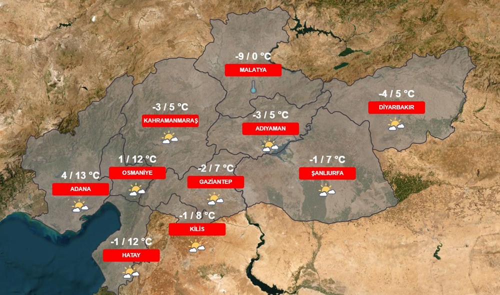 Deprem bölgesinde hava durumu nasıl? İşte 13-17 Şubat Kilis, Diyarbakır, Adana, Osmaniye, Gaziantep, Şanlıurfa, Adıyaman, Malatya, Hatay hava durumu raporu - 6