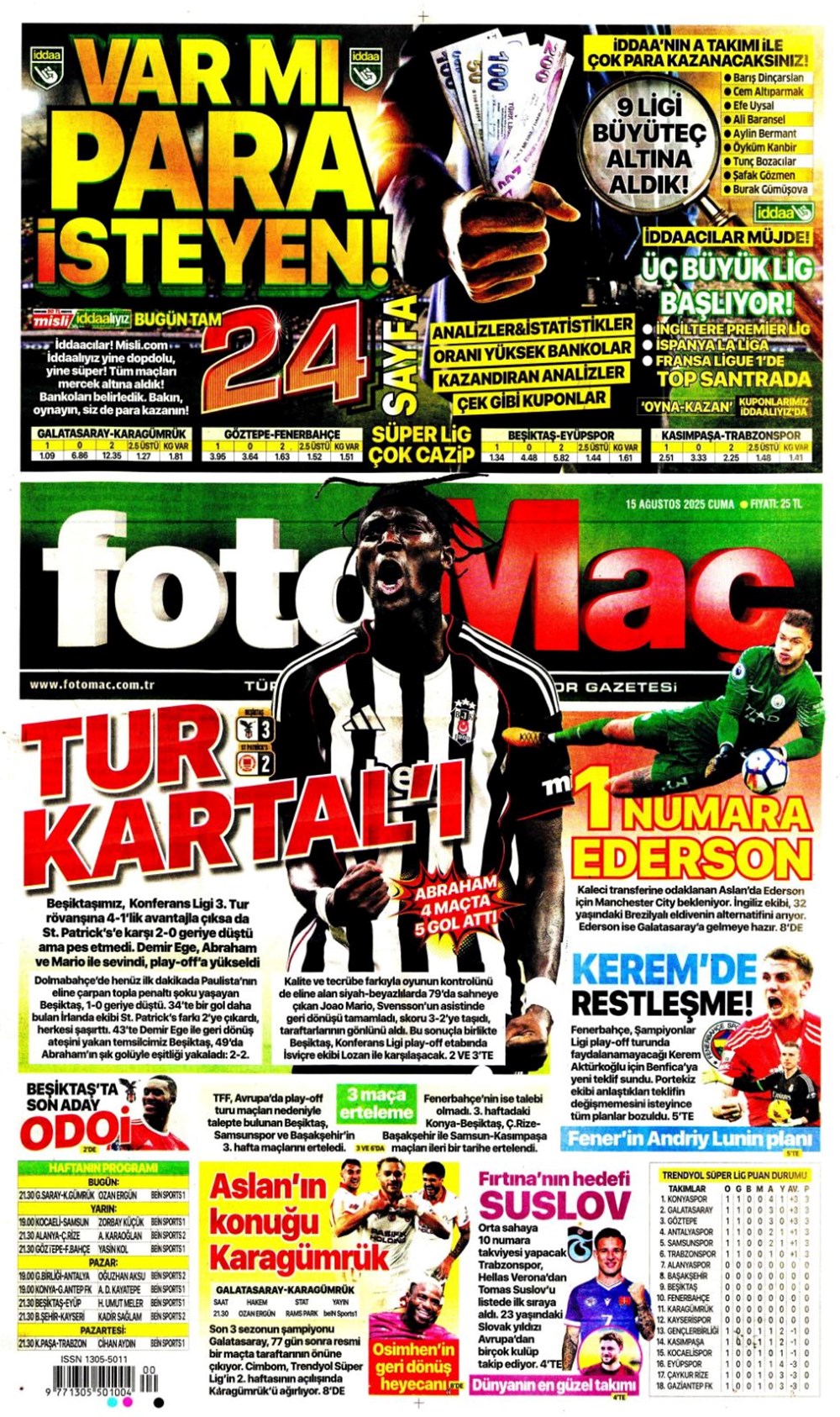 "Kabustan zafere" (15 Ağustos spor manşetleri) - 4