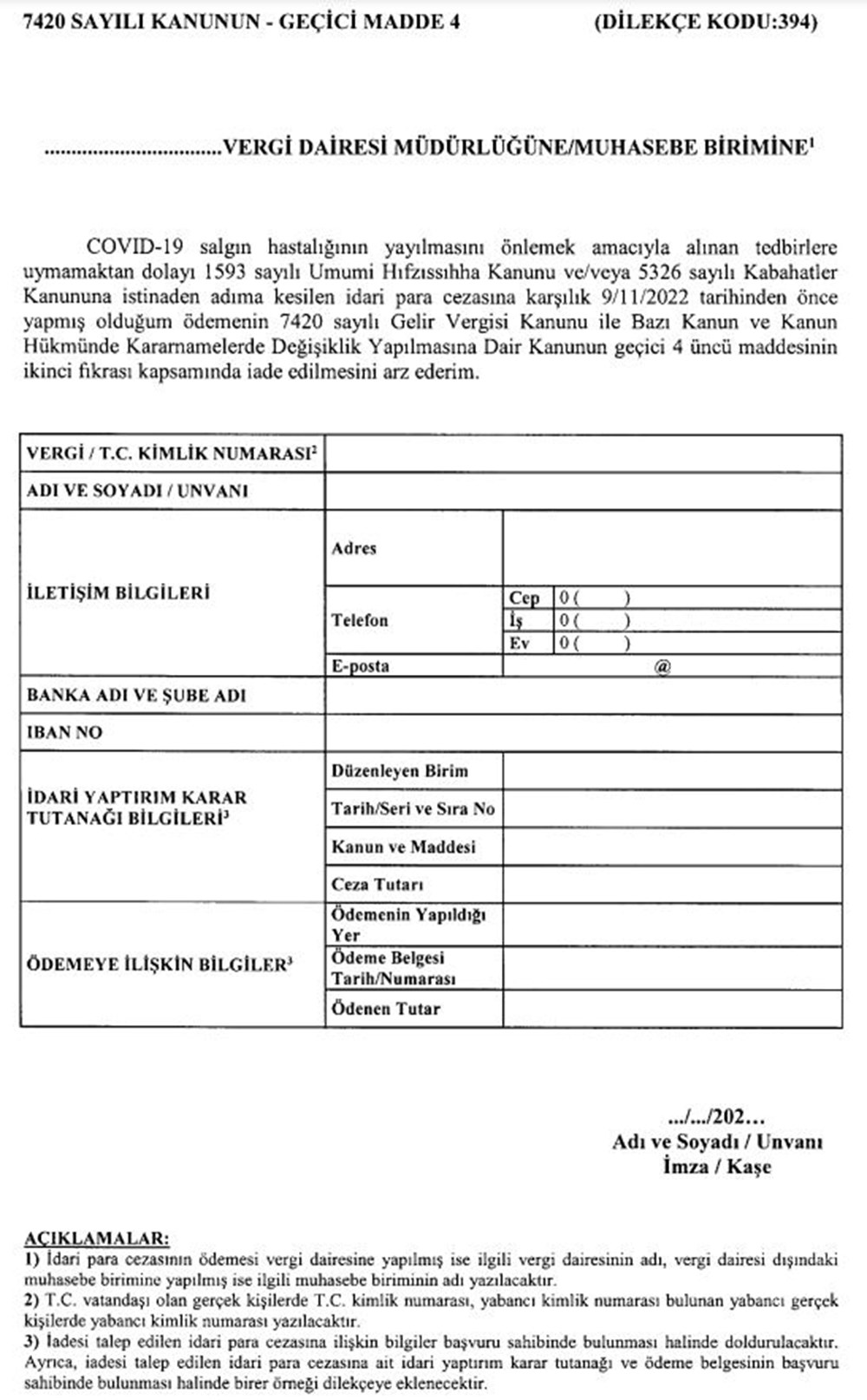 Maske cezaları iade edilecek mi, nasıl geri alınacak? Maske cezalarının iadesi için başvuru formu nasıl doldurulur? - 4