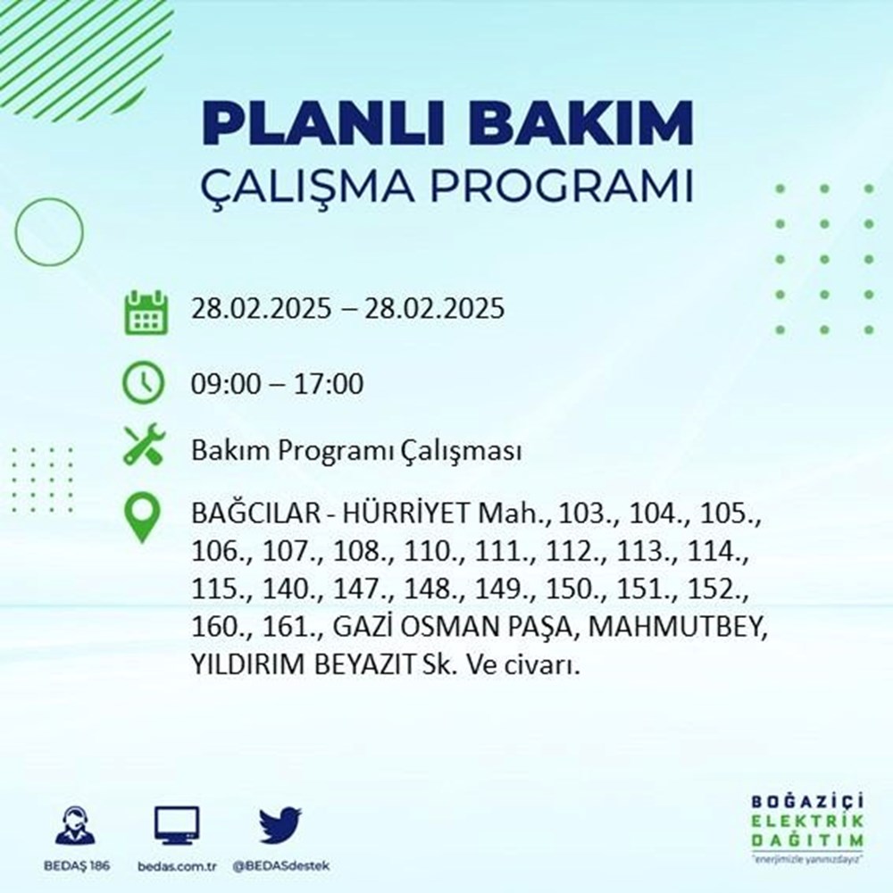 İstanbul'da Elektrikler Ne Zaman Gelecek? 21 İlçede BEDAŞ Kesinti Alarmı (28 Şubat) 78 CD2d82RS40mlvms KeFEJQ