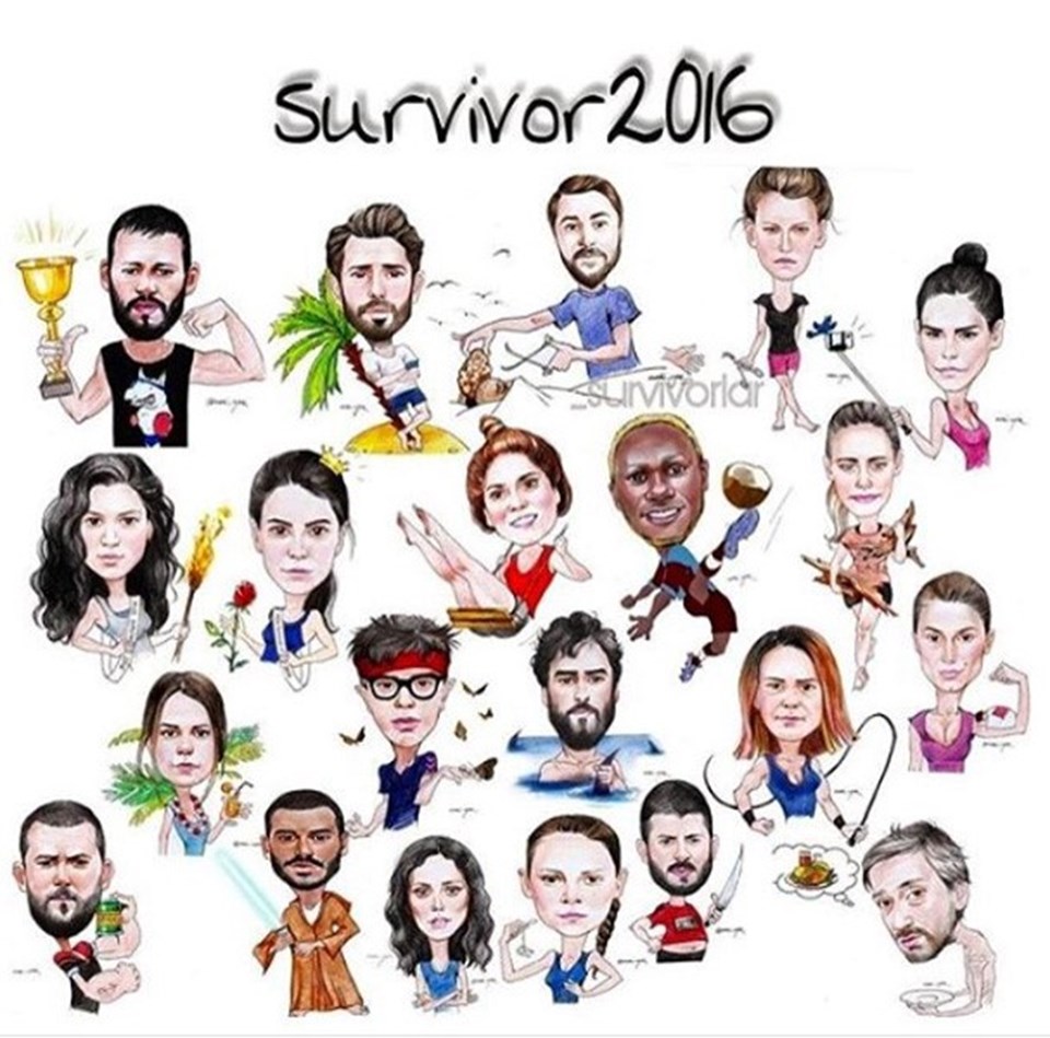 Tuğba Özay Survivor 2016 yarışmacılarının karikatürlerini paylaştı - 1