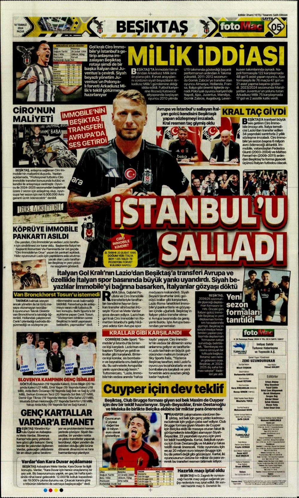 "Devlerle yarışa girdi: Hedef Felix" (14 Temmuz 2024 spor manşetleri) - 14