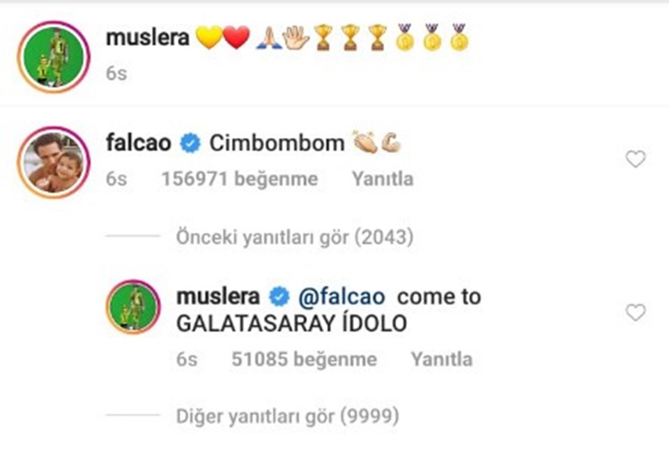 Falcao'dan Muslera'nın paylaşımına  'Cimbombom' yorumu - 1