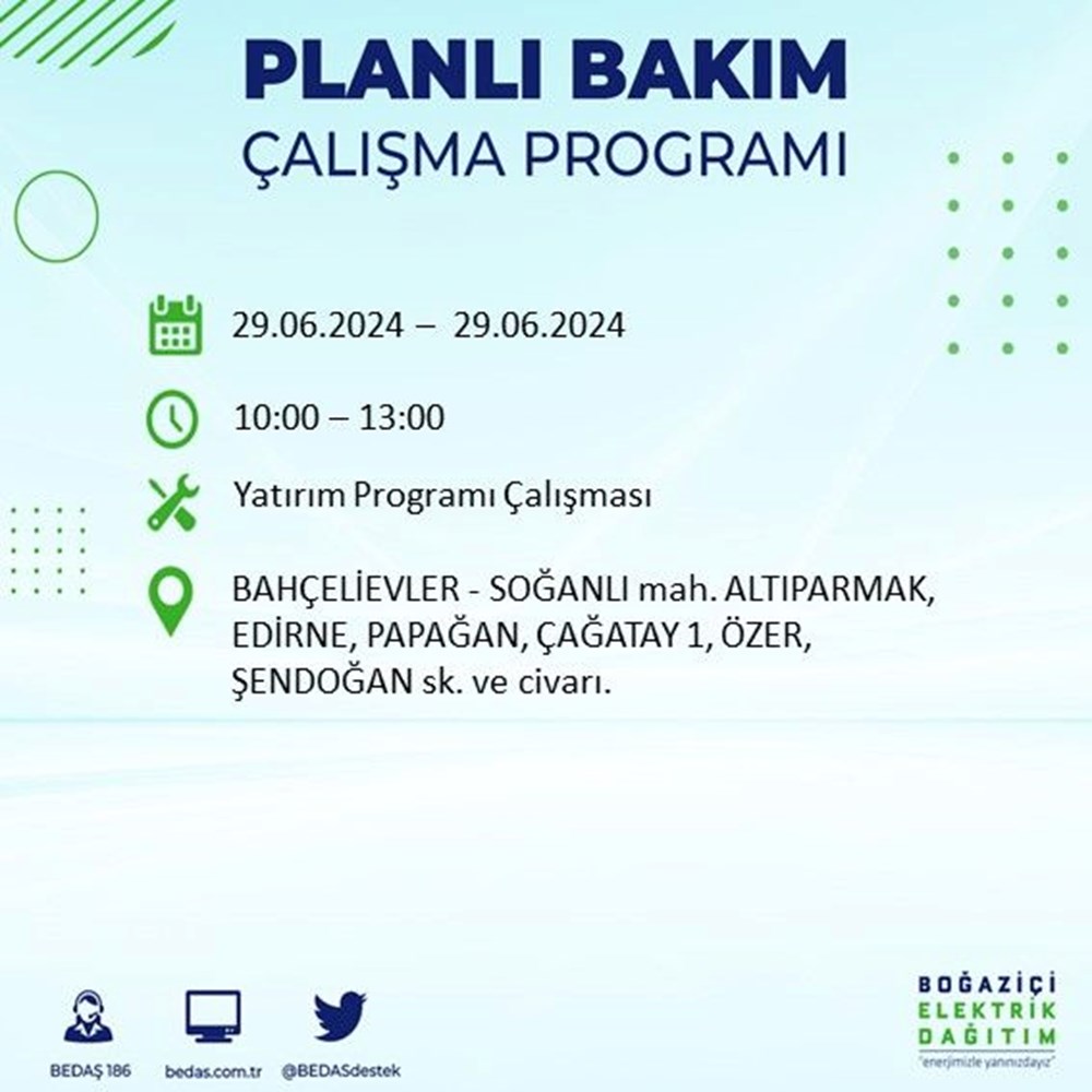 İstanbul'un 11 ilçesinde elektrik kesintisi: Elektrikler ne zaman gelecek? (BEDAŞ 29 Haziran elektrik kesintisi programı) - 3