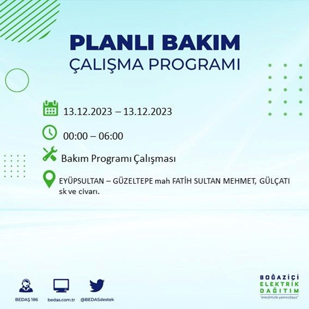 İstanbul'un 20 ilçesinde elektrik kesintisi: Elektrikler ne zaman gelecek? (13 Aralık BEDAŞ kesinti programı) - 23