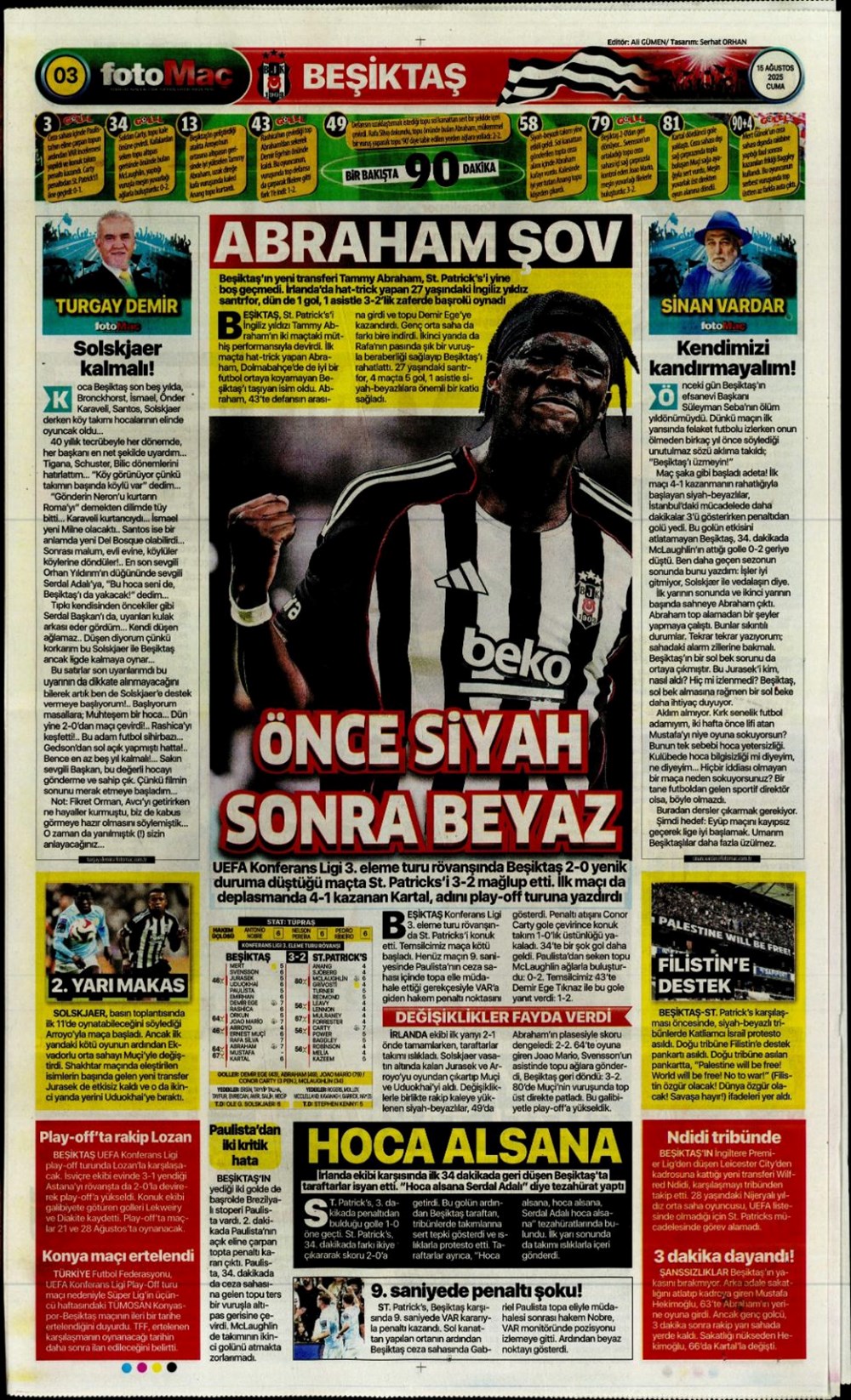 "Kabustan zafere" (15 Ağustos spor manşetleri) - 6
