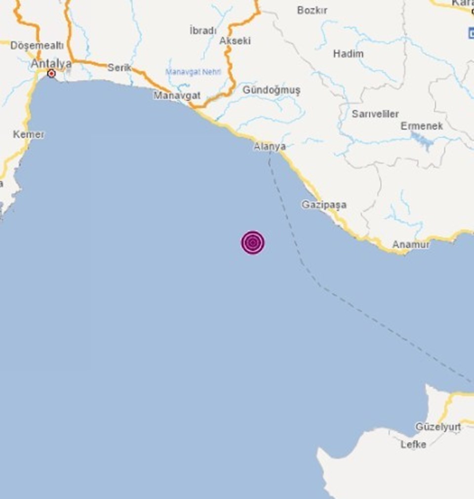 Akdeniz'de 5,2'lik deprem - 1