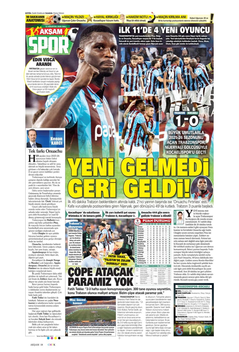 "Altyapıya Osimhen menüsü" (12 Ağustos spor manşetleri) - 1