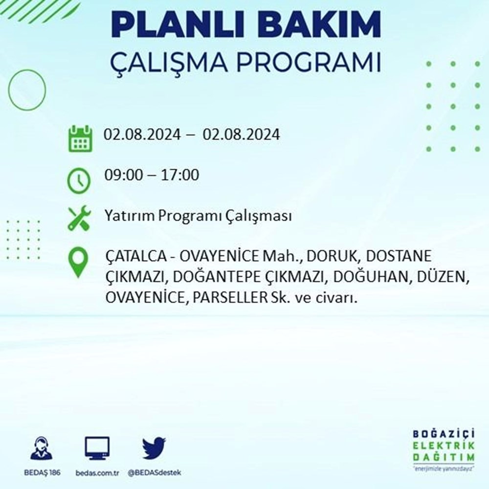 İstanbul'un 22 ilçesinde elektrik kesintisi: Elektrikler ne zaman gelecek? (2 Ağustos BEDAŞ kesinti programı) - 25