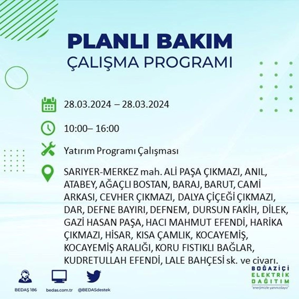 İstanbul'un 19 ilçesinde elektrik kesintisi: Elektrikler ne zaman gelecek? (28 Mart tarihli BEDAŞ kesinti programı) - 48