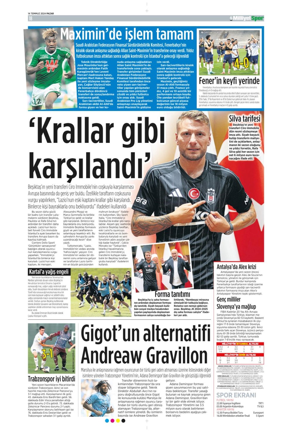 "Devlerle yarışa girdi: Hedef Felix" (14 Temmuz 2024 spor manşetleri) - 22