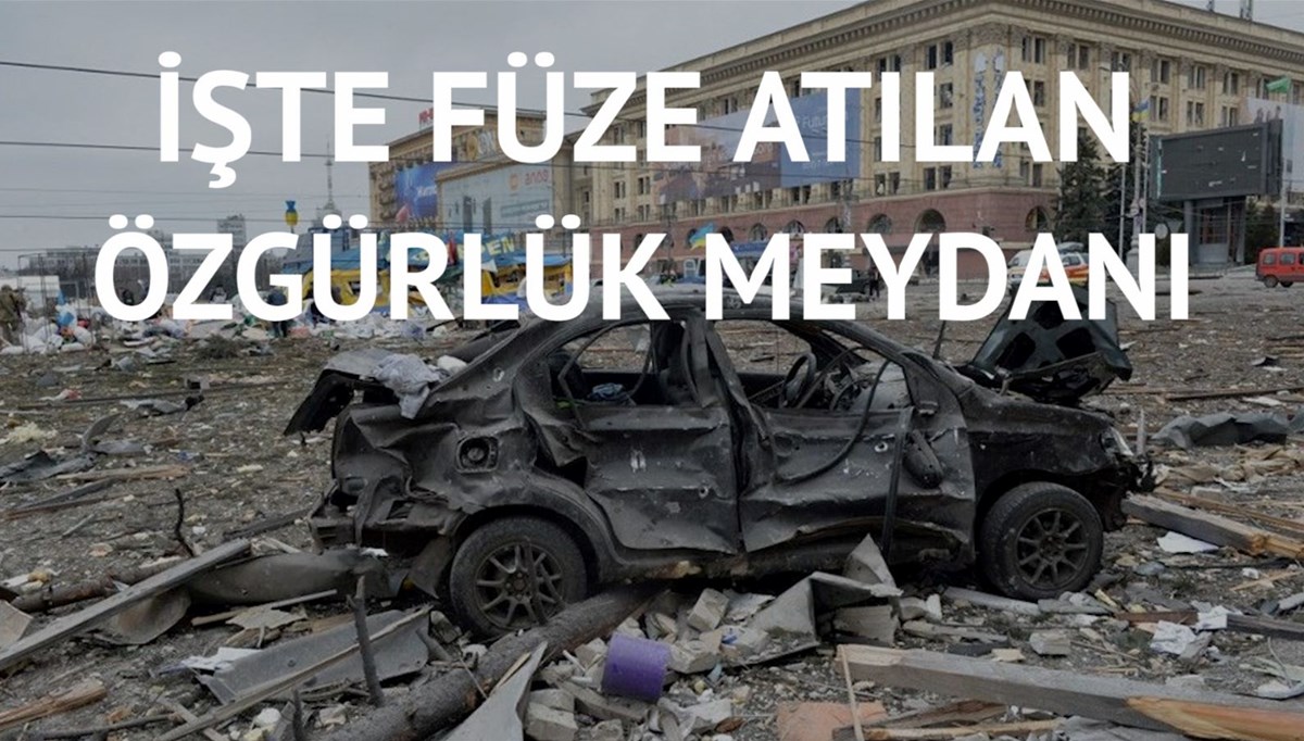 Füzeyle vurulan belediye binası ve meydan harabeye döndü