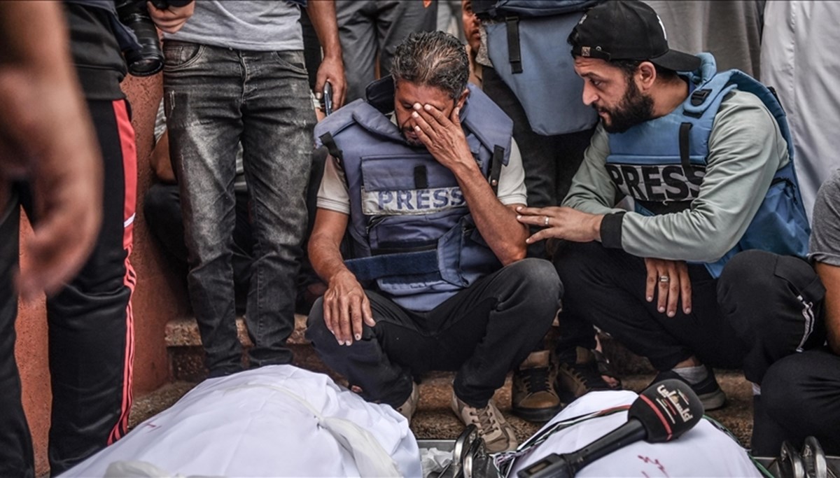 Gazze'deki gazetecilerden eylem Gazze'deki gazetecilerden eylem