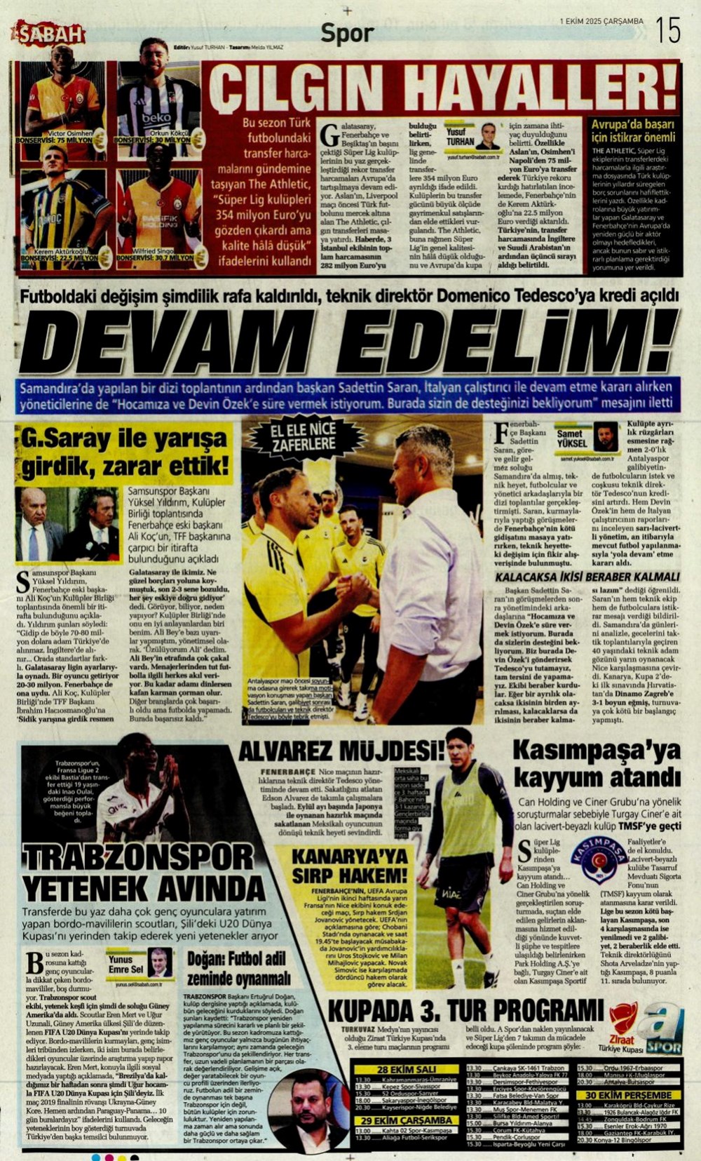 "Adı Aslan, işi destan" (1 Ekim 2025 spor manşetleri) - 25