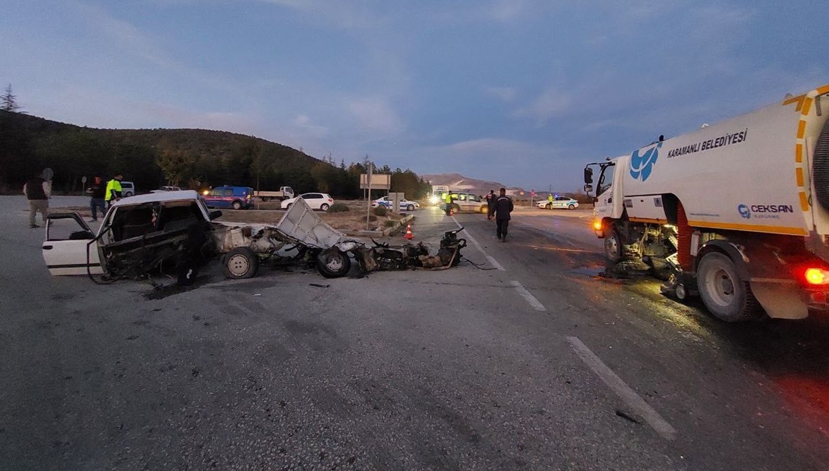 Burdur feci kaza: Otomobil ikiye bölündü, 6 yaralı