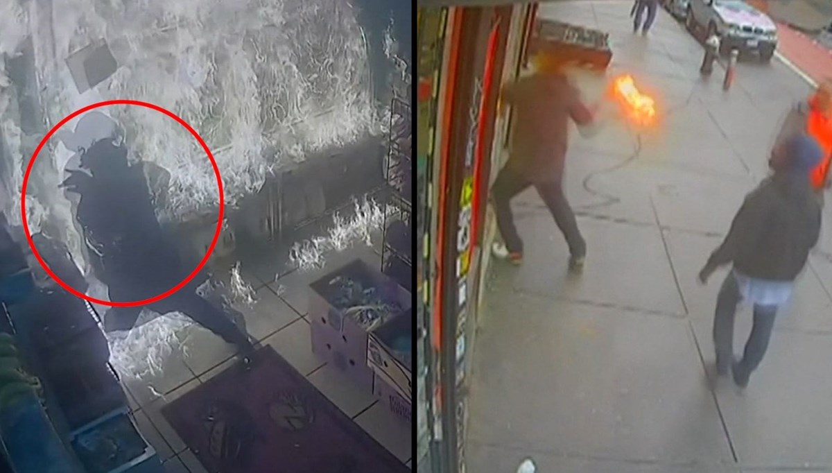 Markete molotoflu saldırı: Müşteriler canlarını zor kurtardı