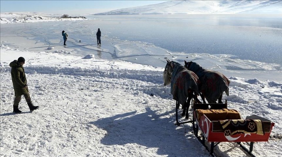 Doğu Anadolu'nun en büyük ikinci gölü dondu - 1