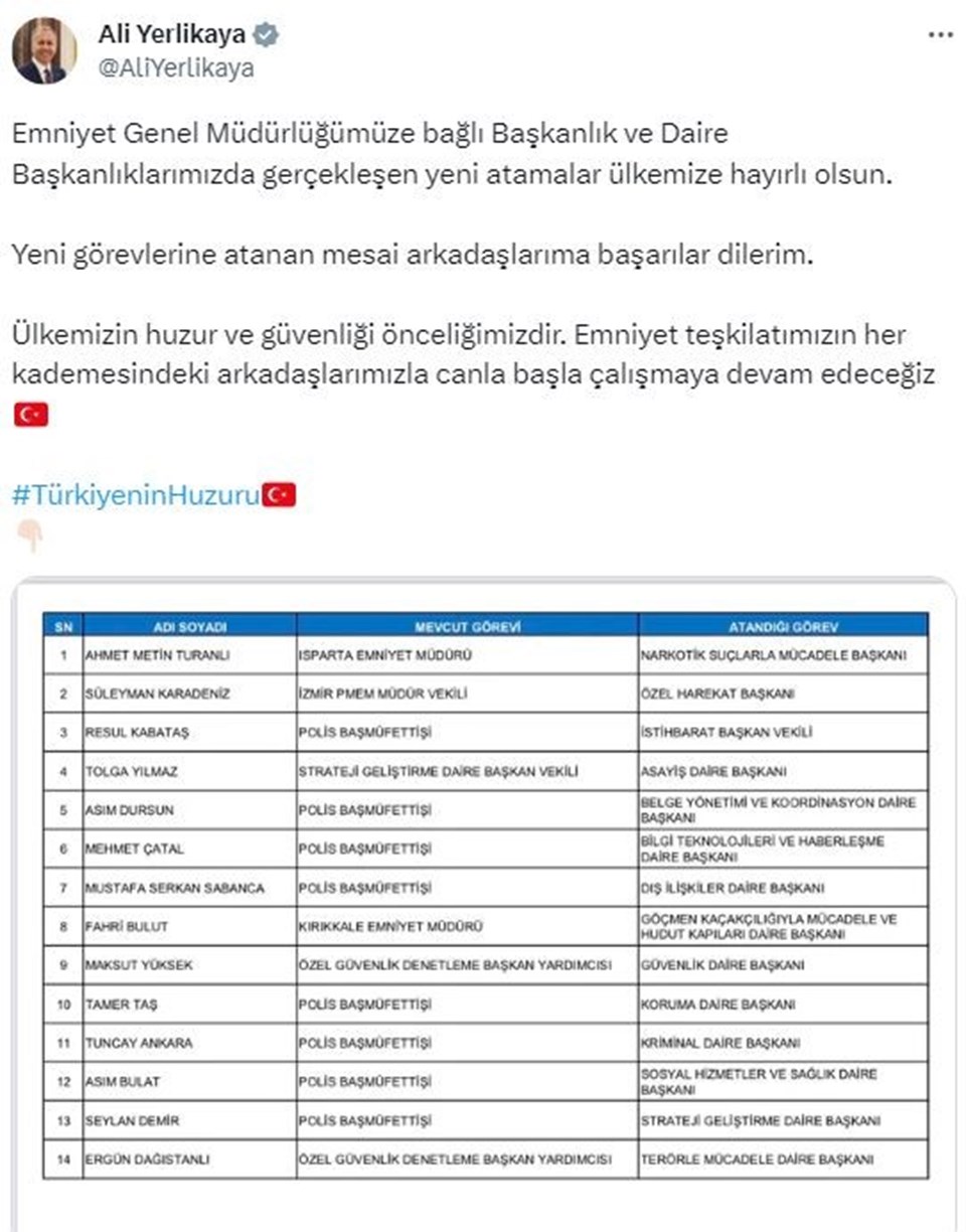 Emniyet Genel Müdürlüğüne (EGM) yeni atamalar yapıldı: Özel Harekat Başkanlığına Süleyman Karadeniz getirildi - 1