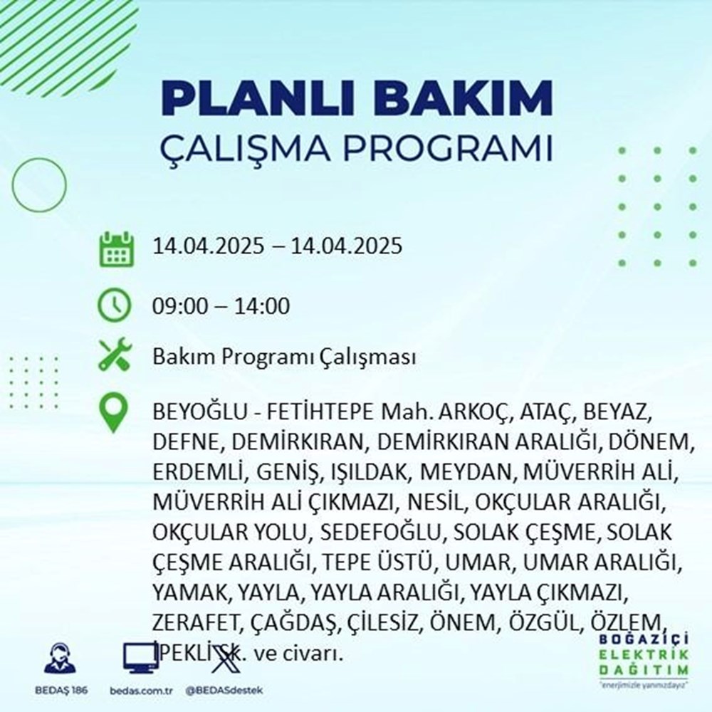 İstanbul'un 23 ilçesinde elektrik kesintisi: Elektrikler ne vakit gelecek? 9 saat sürecek (14 Nisan BEDAŞ kesinti programı) 116 DhEkYNgSKkWh7UJ3Qf3gNA