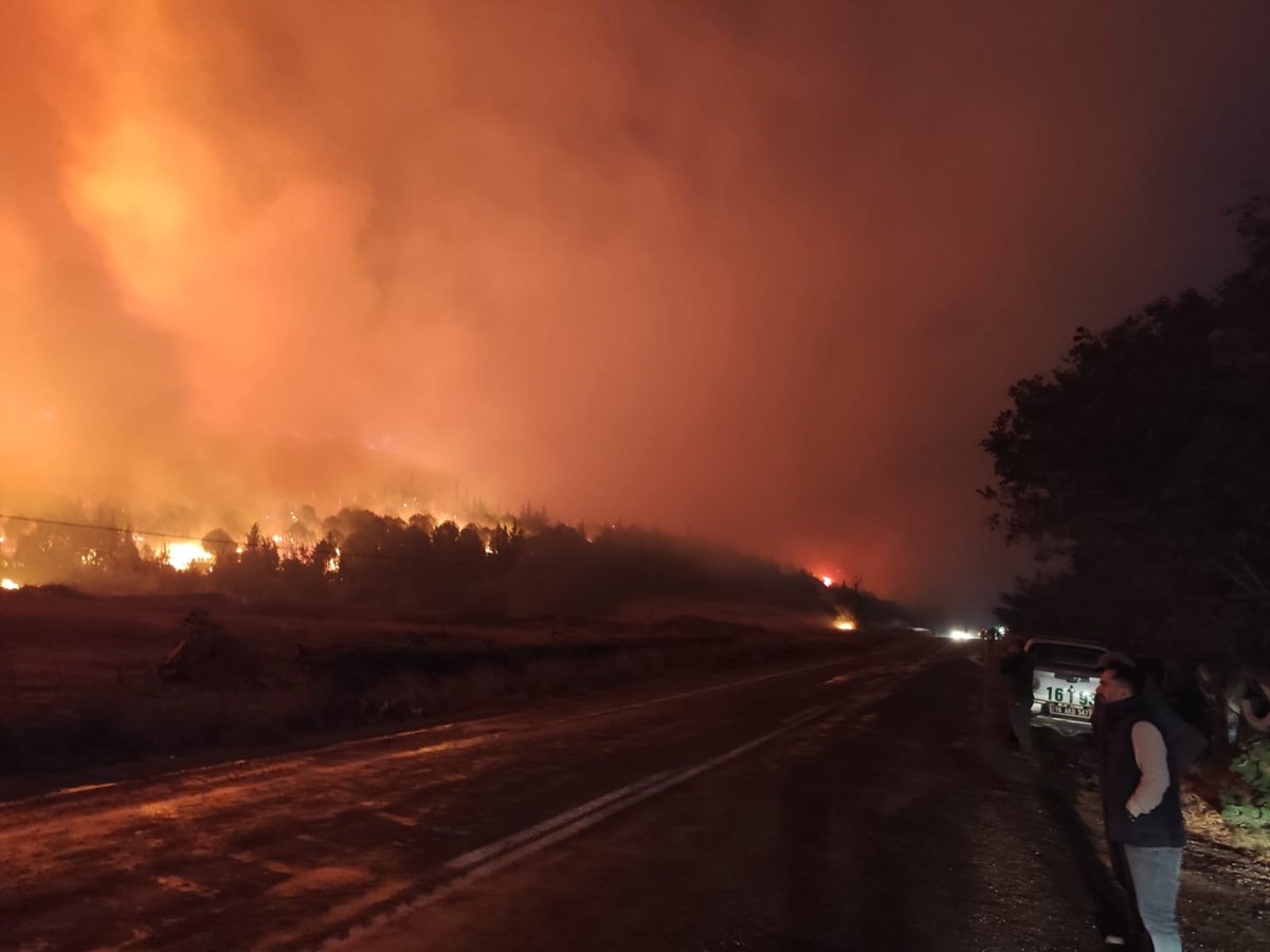Yangının rüzgarın da etkisiyle yerleşim yerlerine doğru ilerlediği belirtildi.