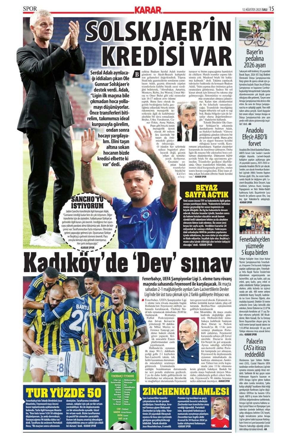 "Altyapıya Osimhen menüsü" (12 Ağustos spor manşetleri) - 12