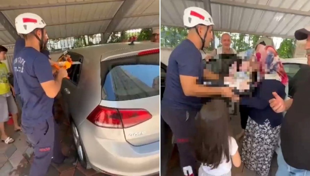 Şanlıurfa'da otomobilde kilitli kalan 3 aylık bebeği itfaiye kurtardı