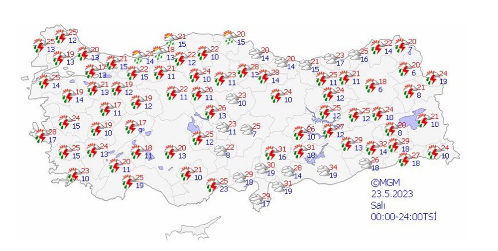 23 il için sarı ve turuncu kodlu uyarı: Toz taşınımı ve kuvvetli yağışlara dikkat (20 Mayıs 2023 hava durumu) - 12