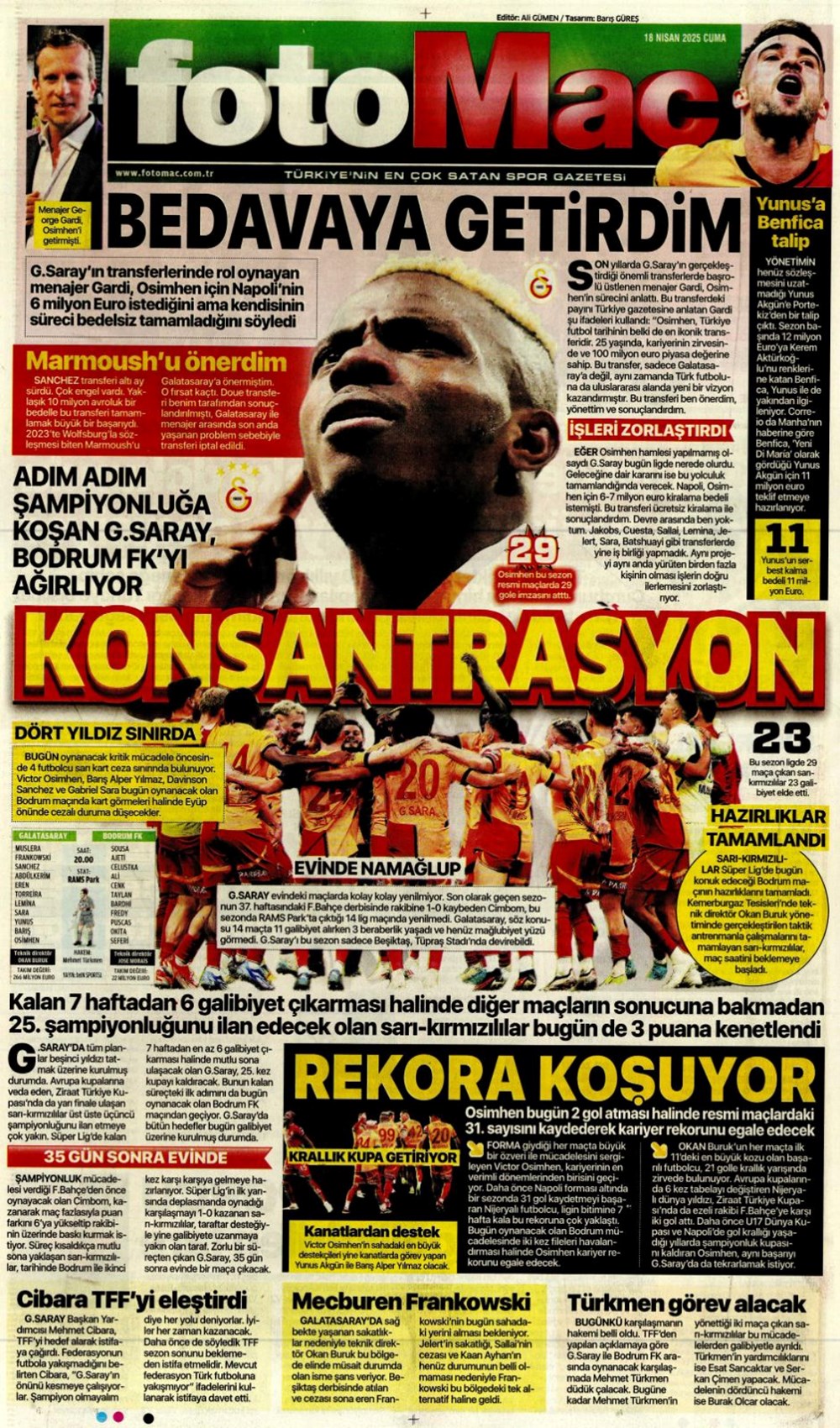 "Kolo Muani bombası" (18 Nisan 2025 spor manşetleri) - 8