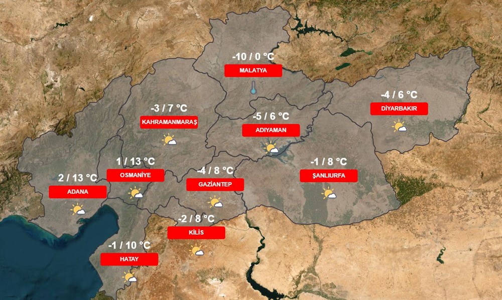 Deprem bölgesinde hava durumu nasıl? İşte 13-17 Şubat Kilis, Diyarbakır, Adana, Osmaniye, Gaziantep, Şanlıurfa, Adıyaman, Malatya, Hatay hava durumu raporu - 7