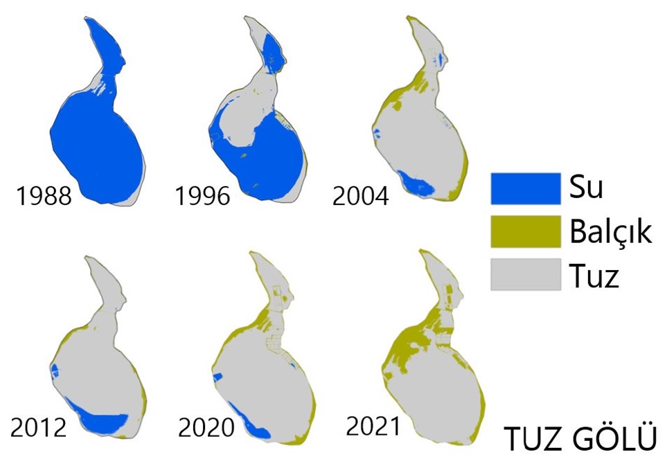 Tuz Gölü'ndeki kuraklık uydu görüntülerinde - 1