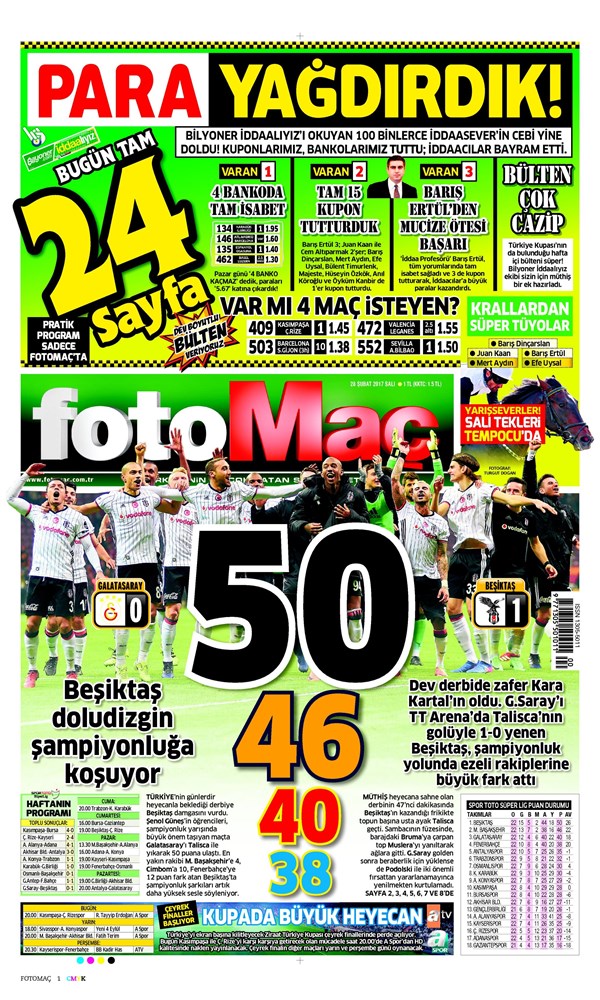 gunun spor mansetleri 28 subat 2017 ntv