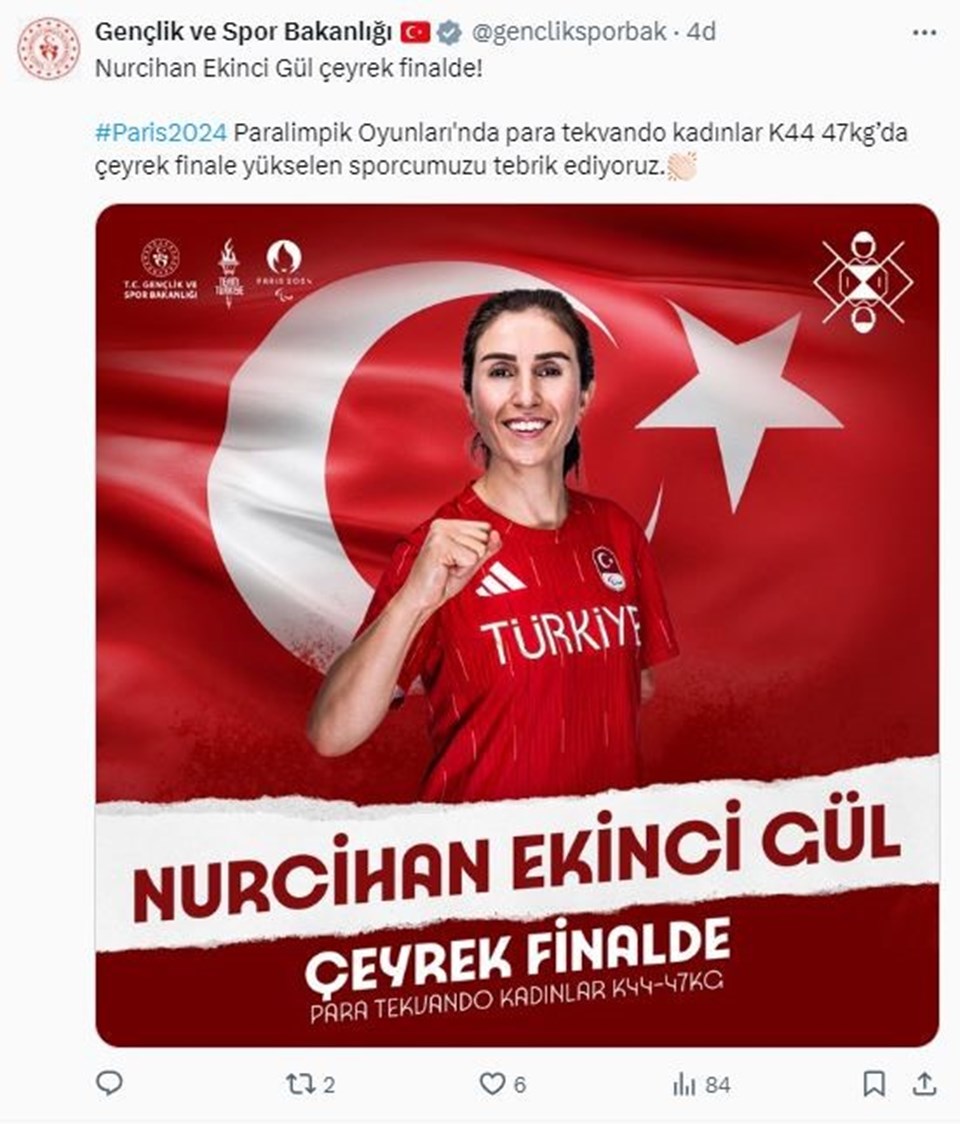 Nurcihan Ekinci 2024 Paralimpik Oyunları’nda çeyrek finale adını yazdırdı - 1