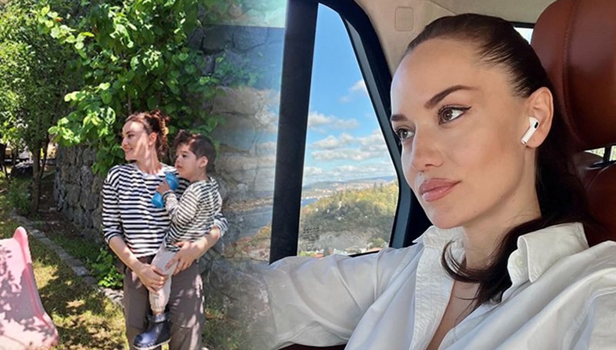 Fahriye Evcen'den oğlu ile yeni poz