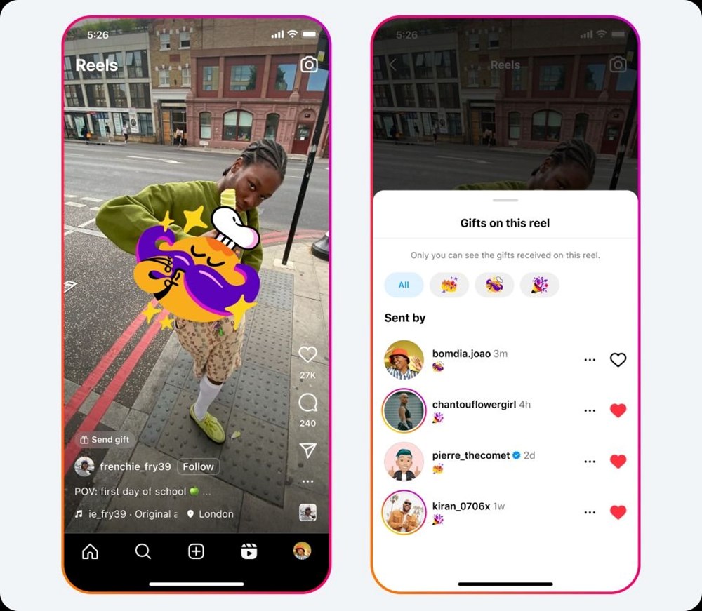 Instagram Reels'ta para kazanma dönemi Özellik Türkiye'de yayında