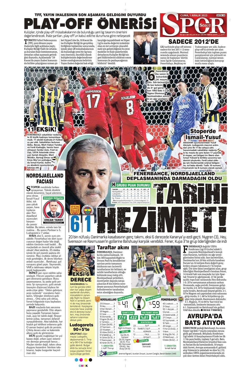 "Tarihi hezimet" (1 Aralık 2023 spor manşetleri) - 1