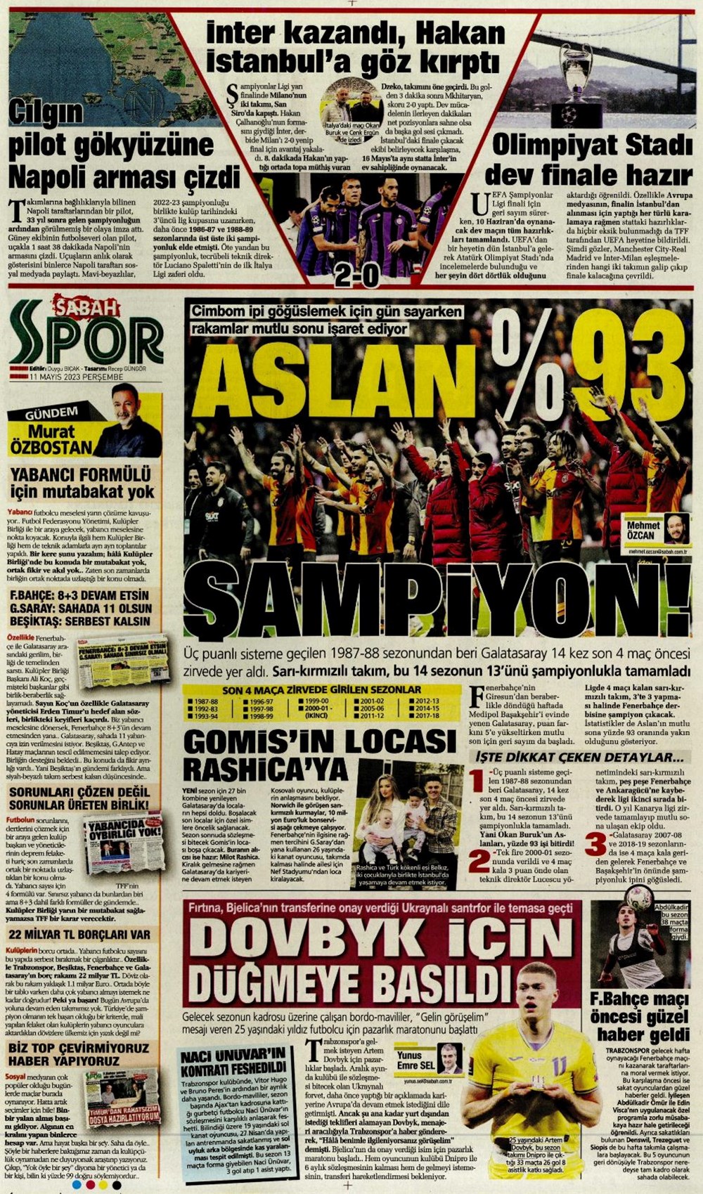 Günün spor manşetleri (11 Mayıs 2023) - 9