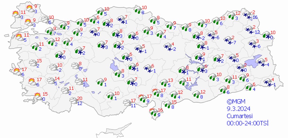 9 MART CUMARTESİ HAVA DURUMU