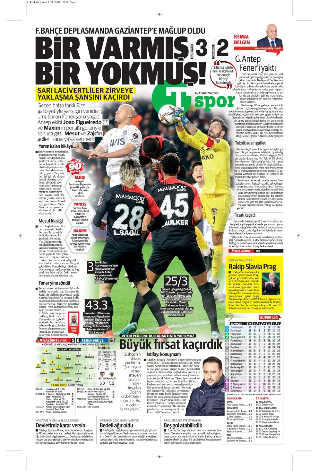 gunun spor mansetleri 14 aralik 2021 son dakika spor haberleri ntv haber