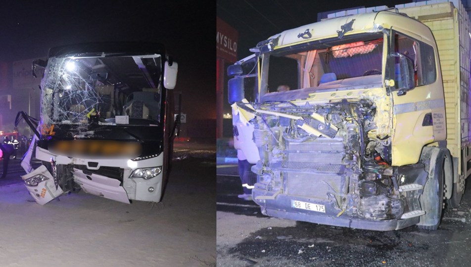 Aksaray Da Yolcu Otobusu Ile Kamyon Carpisti 4 Yarali Ntv