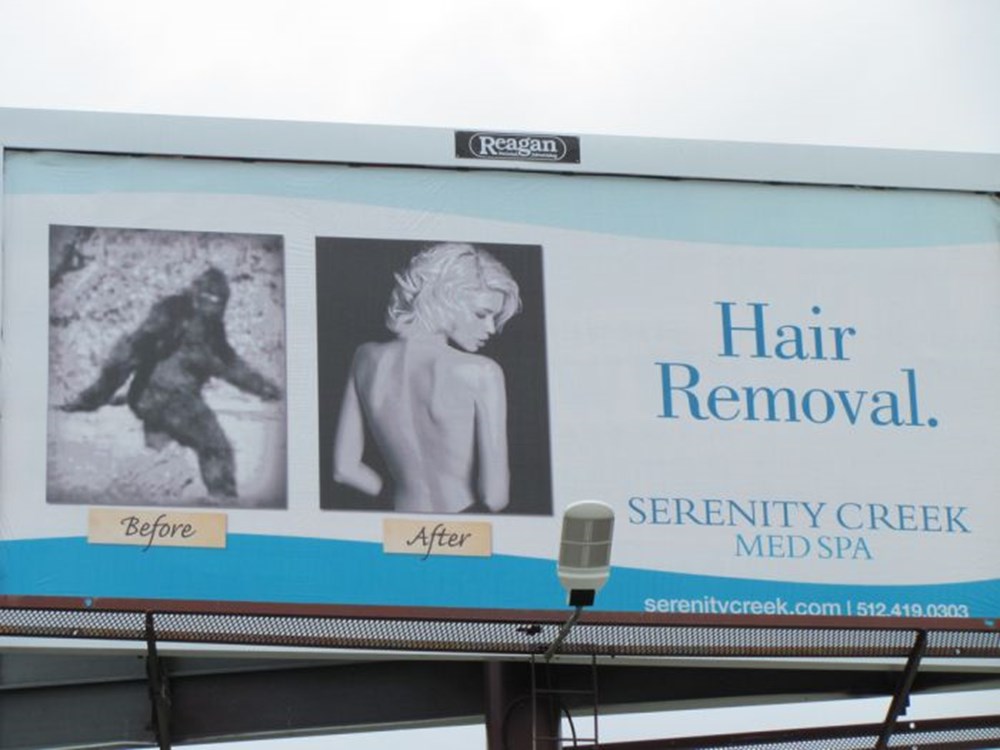 Elle est bonne. Billboard hair removal. Funny Billboard hair removal.