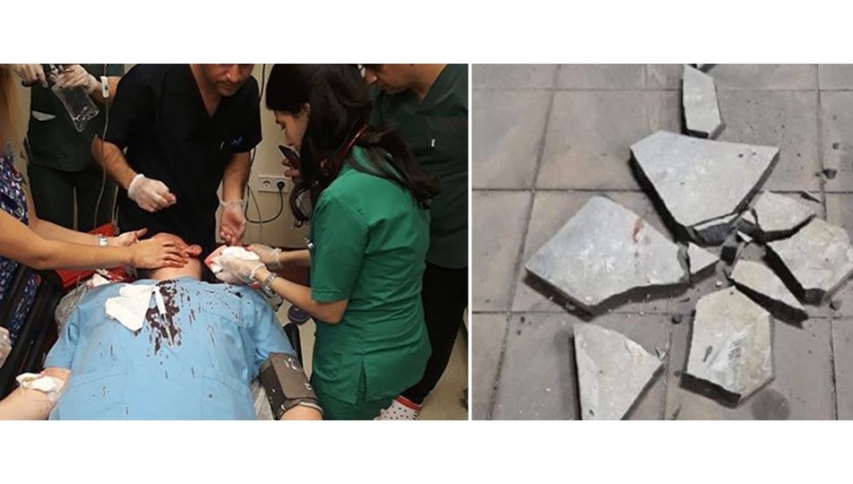 Çocuğunun ateşi düşmeyince doktora parke taşıyla saldırdı