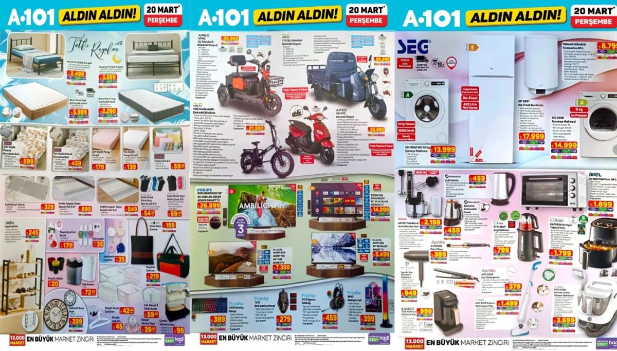 A101 20 Mart Aktüel Kataloğu Perşembe günü raflarda: Airfryer, nevresim seti, halı, televizyon ve gaming ekipman geliyor A101 20 Mart Aktüel Kataloğu Perşembe günü raflarda: Airfryer, nevresim seti, halı, televizyon ve gaming ekipman geliyor