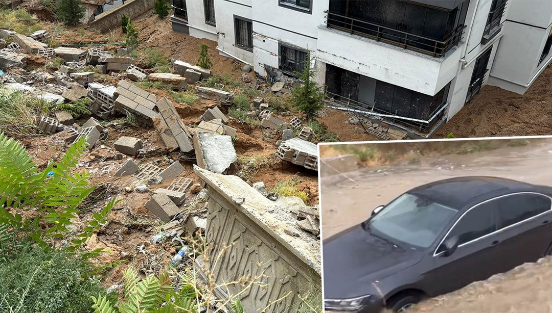 Ankara'da sağanak: İstinat duvarı çöktü