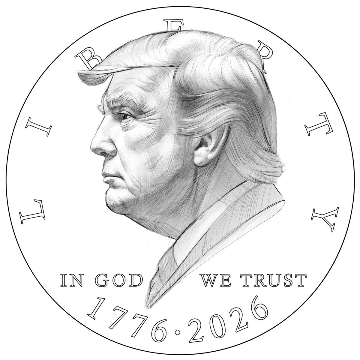 Paylaşılan taslaklarda paranın ön yüzünden Trump