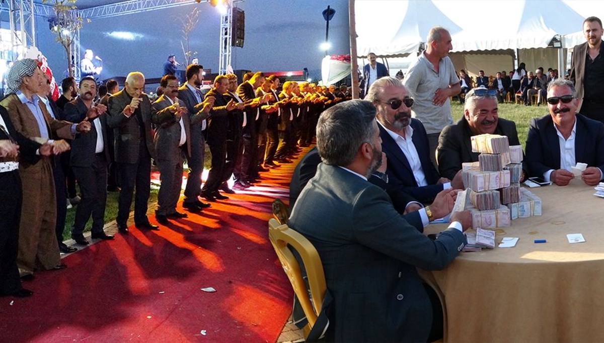 Aşiret düğününde damada 4 milyon TL, geline ise kilolarca altın takıldı