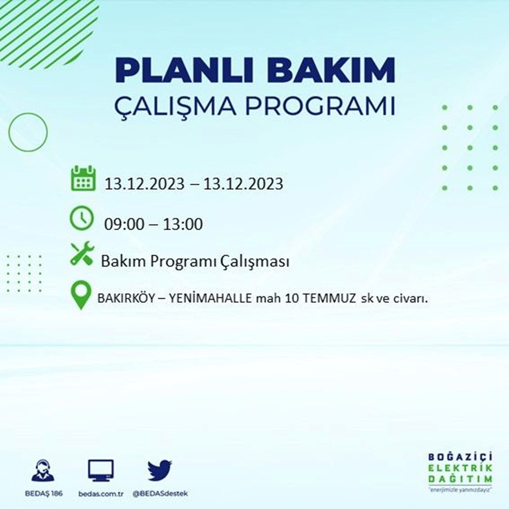 İstanbul'un 20 ilçesinde elektrik kesintisi: Elektrikler ne zaman gelecek? (13 Aralık BEDAŞ kesinti programı) - 10