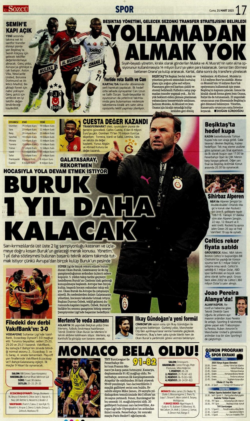 "İşte bizim çocuklar" (21 Mart 2025 spor manşetleri) - 10