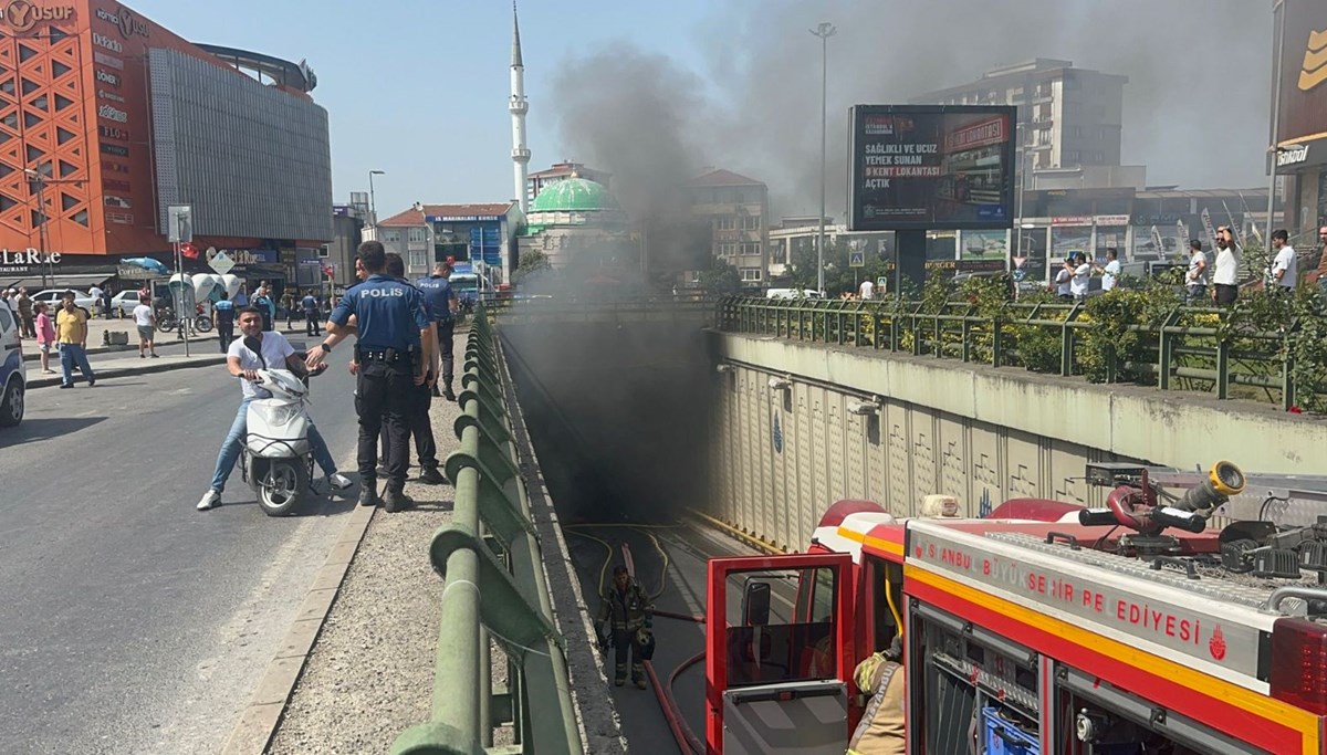 Dudullu’da belediye otobüsünde yangın